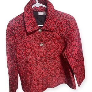 Chico's Red and Black Leopard Print Jacket